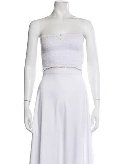 Pre-owned Poupette St Barth Strapless Crop Top In White