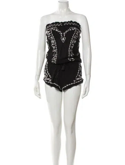 Pre-owned Poupette St Barth Strapless Romper In Black