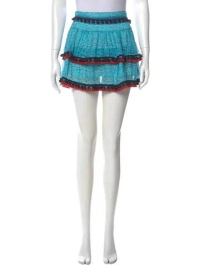 Pre-owned Poupette St Barth Striped Mini Skirt In Blue