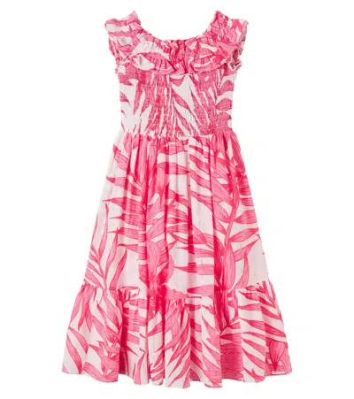 Poupette St Barth Kids' Suzanne Floral Ruffled Cotton Dress In Pink