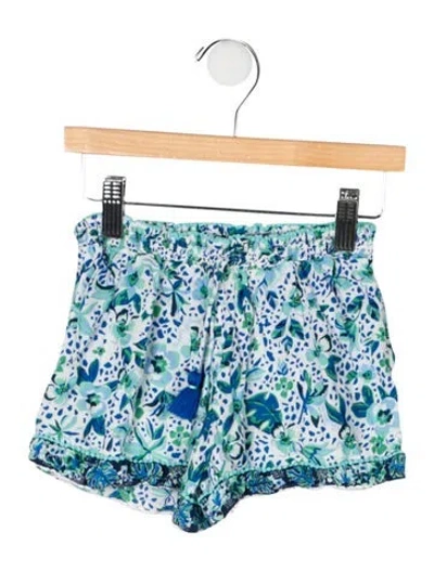 Pre-owned Poupette St Barth Babies' Tassel Accent All Over Print Shorts In Blue