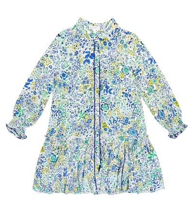 Poupette St Barth Kids' Tesorino Floral Dress In Blue