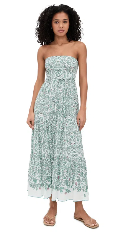 Poupette St Barth Thelma Long Dress Green Tiare