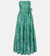 Poupette St Barth Thelma Printed Cotton-blend Maxi Dress In Green