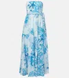 Poupette St Barth Thelma Printed Cotton Maxi Dress In Blue