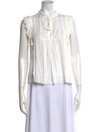 Pre-owned Poupette St Barth Tie Neck Sleeveless Blouse W/ Tags In White