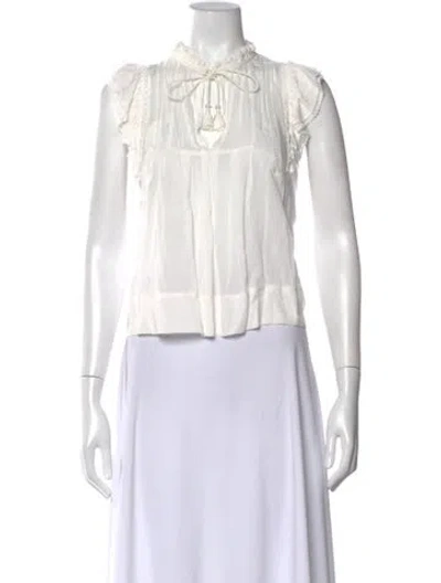 Pre-owned Poupette St Barth Tie Neck Sleeveless Blouse In White