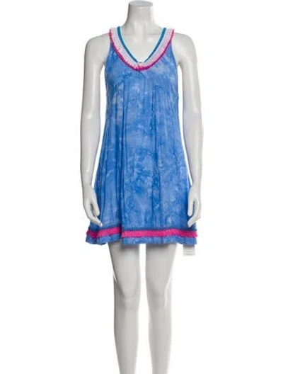 Pre-owned Poupette St Barth Tie-dye Print Mini Dress In Blue