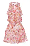 Poupette St Barth Tiered Mini Dress In Floral Print In Pink