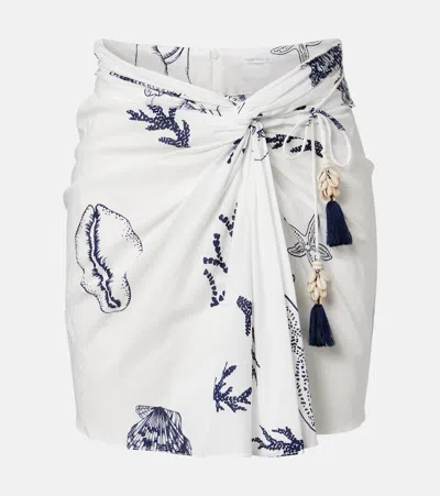 Poupette St Barth Tilda Printed Cotton Wrap Skirt In White