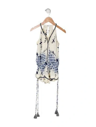 Pre-owned Poupette St Barth Babies' Toddler Girls' Pattern Printed Sleeveless Romper In Blue