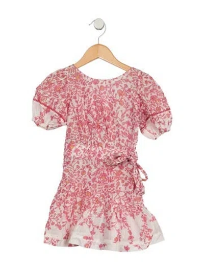 Pre-owned Poupette St Barth Babies' Toddler Girls Pleated Pattern Printed Dress In White