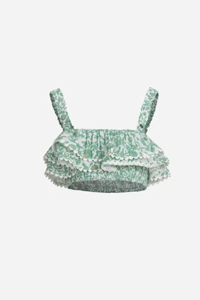Poupette St Barth Kids' Top Chiara For Girls In Green
