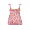 Poupette St Barth Top Cindy Smocked Kids Pink Clary In Pink
