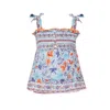 Poupette St Barth Top Cindy Smocked Kids Sky Blue Clary In Multi