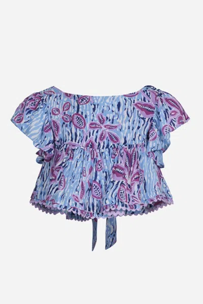 Poupette St Barth Kids' Top Cycas For Girls In Blue