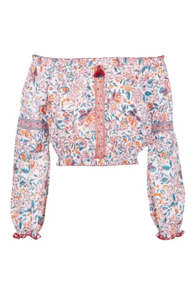 Poupette St Barth Top Nana Red Menton Cotton Plumeti In Pattern