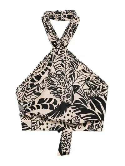 Poupette St Barth Suma Print-detail Top In Black