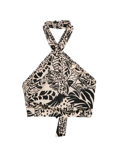 Poupette St Barth Suma Print-detail Top In Black