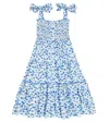 Poupette St Barth Trini Printed Shirred Dress In Blue