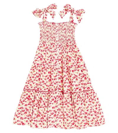 Poupette St Barth Kids' Trini Printed Shirred Dress In White