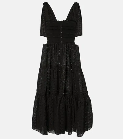 Poupette St Barth Triny Cotton Midi Dress In Black