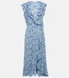 Poupette St Barth Triny Printed Ruffled Midi Dress In Blue