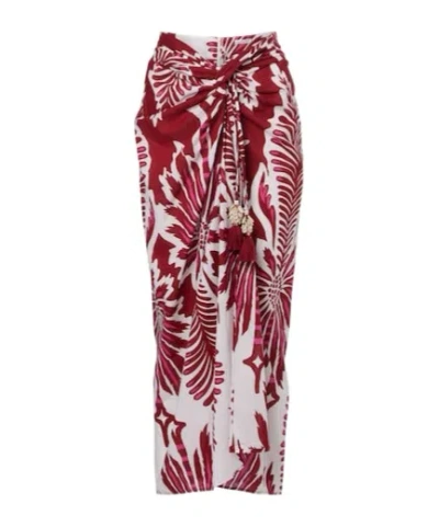 Uma Floral Gathered Cotton Midi Skirt In Brown from Poupette St Barth