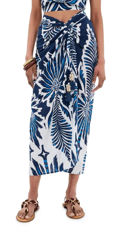 Poupette St Barth Uma Long Skirt Navy Cartagena In Blue