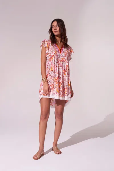 Poupette St Barth V Mini Dress With Print In Multi