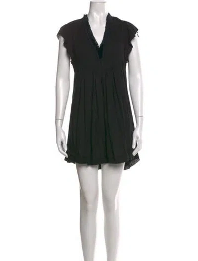 Pre-owned Poupette St Barth V-neck Mini Dress In Black