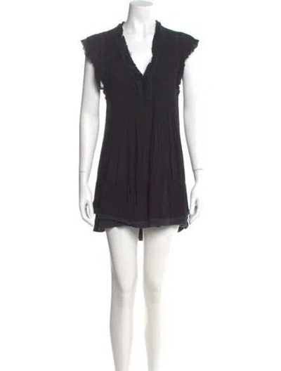 Pre-owned Poupette St Barth V-neck Mini Dress In Black