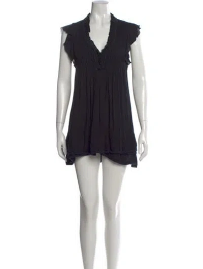 Pre-owned Poupette St Barth V-neck Mini Dress In Black