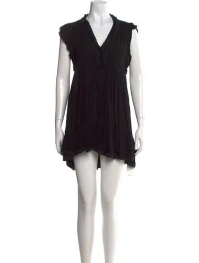 Pre-owned Poupette St Barth V-neck Mini Dress In Black