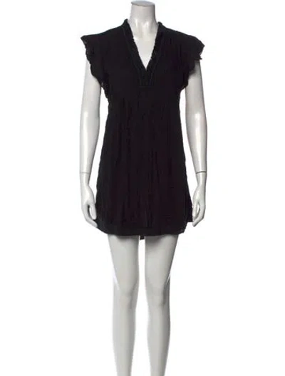 Pre-owned Poupette St Barth V-neck Mini Dress In Black