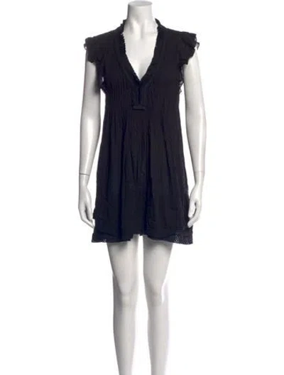 Pre-owned Poupette St Barth V-neck Mini Dress In Black