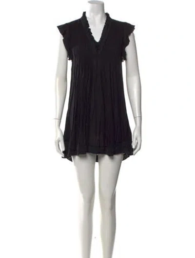 Pre-owned Poupette St Barth V-neck Mini Dress In Black
