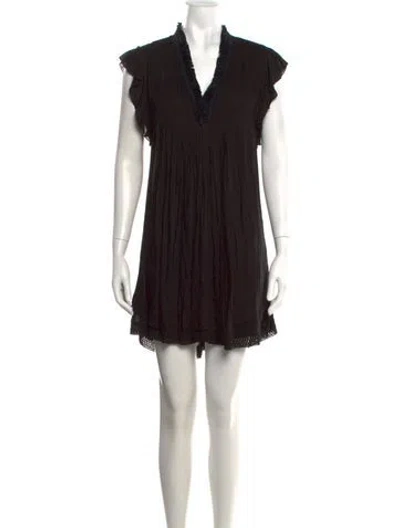 Pre-owned Poupette St Barth V-neck Mini Dress In Black