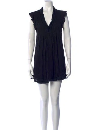 Pre-owned Poupette St Barth V-neck Mini Dress In Black