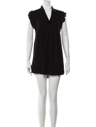 Pre-owned Poupette St Barth V-neck Mini Dress In Black
