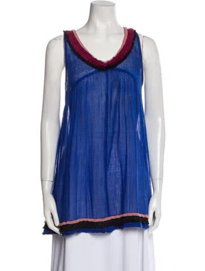 Pre-owned Poupette St Barth V-neck Mini Dress In Blue