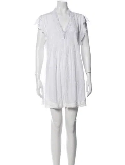 Pre-owned Poupette St Barth V-neck Mini Dress In Neutral