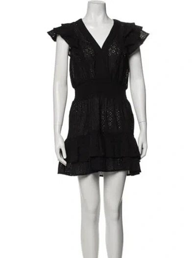 Pre-owned Poupette St Barth V-neck Mini Dress W/ Tags In Black