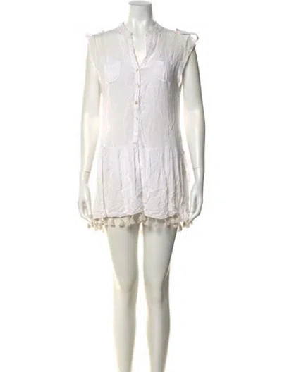 Pre-owned Poupette St Barth V-neck Mini Dress In White