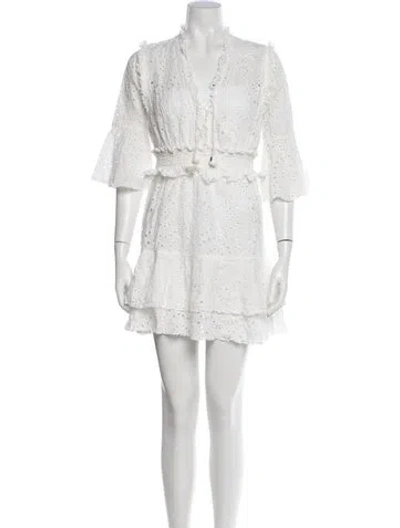 Pre-owned Poupette St Barth V-neck Mini Dress In White