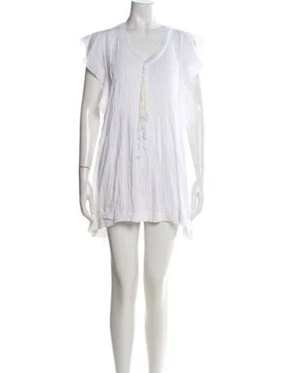 Pre-owned Poupette St Barth V-neck Mini Dress In White