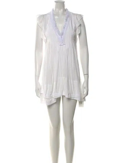 Pre-owned Poupette St Barth V-neck Mini Dress In White