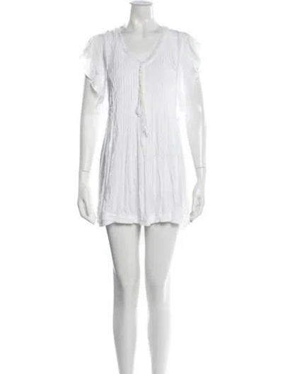 Pre-owned Poupette St Barth V-neck Mini Dress In White