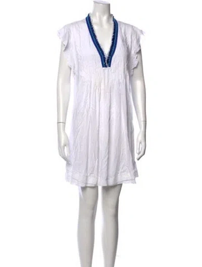 Pre-owned Poupette St Barth V-neck Mini Dress In White