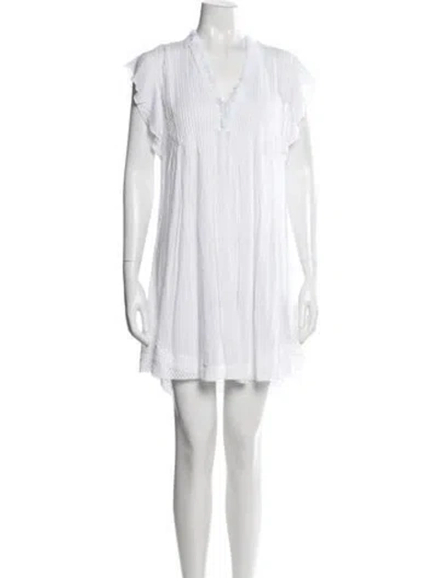 Pre-owned Poupette St Barth V-neck Mini Dress In White